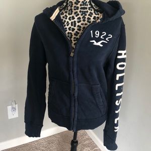 Navy Blue Hollister Zip Up Sweatshirt